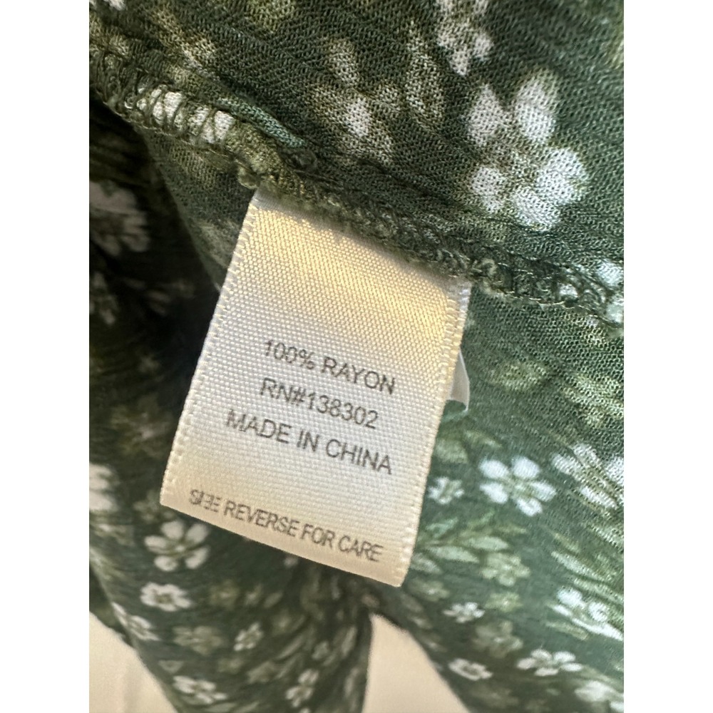 Trueself Mixed Print Plaid Floral Button Tunic Top Green Roll Tab Shirt Size 3X - Picture 9 of 12